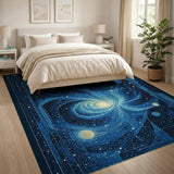 ODIKA Celestial Galaxy Abstract Blue Washable Rug - Low Pile & Non-Slip Area Rug