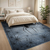 ODIKA Spooky Spider Web Washable Area Rug - Gothic Halloween Non-Slip Low Pile Carpet