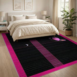 Pink Cosmic Abstract Area Rug with Moon Saturn