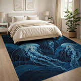 Blue Jellyfish Coastal Area Rug