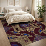 Opulent Theater Mask Red Area Rug