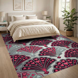 Pink Heart Scallop Fan Area Rug