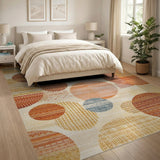 Terracotta Abstract Circles Area Rug