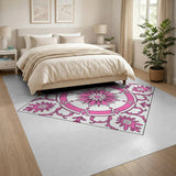 Pink Exquisite Pink Floral Mandala Area Rug