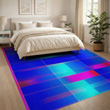 Blue Teal Halftone Geometric Area Rug