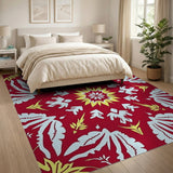 Bold Red Geometric Starburst Area Rug
