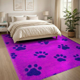 Playful Pink Paw Print Shag Area Rug