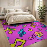 Playful Pink Music Notes Cartoon Area Rug