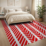 Bold Red Chevron Stripe Area Rug