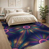 Neon Light Bulb Burst Area Rug
