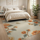 Vintage Peony Floral Cream Area Rug