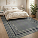 Grey Woven Framed Area Rug