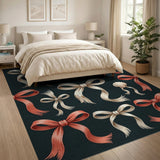 Coral Ivory Fringed Bows Seashell Rug