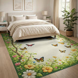 Vibrant Butterfly Floral Vine Border Rug