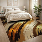 Gold Metallic Brushstroke Abstract Area Rug