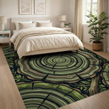 Lush Green Tree Rings Area Rug
