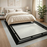 Black Grid Geometric Modern Area Rug