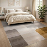 Beige and Neutral Modern Geometric Overlap Neutral Area Rug
