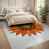 Bold Orange Sunflower Mandala Area Rug