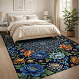 Ornate Persian Peony Medallion Area Rug
