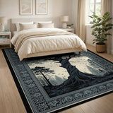 Mystical Gnarled Tree Forest Persian Border Rug