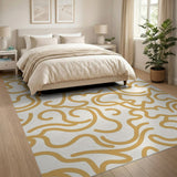 Gold Squiggle Abstract Area Rug
