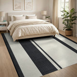 Black and White Geometric Modern Bold Black White Striped Area Rug