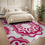 Coastal Beach Pink Pink Seashell Coastal Area Rug