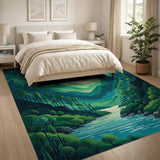 Wolf Moon Enchanted Valley Green Area Rug