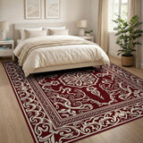 Ornate Maroon Persian Medallion Area Rug