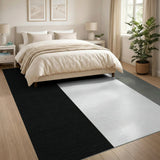 Asymmetrical Black White Stripe Area Rug