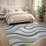 Abstract Area Modern Grey Wave Abstract Area Rug