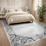 Ornate Floral Scroll Frame Area Rug