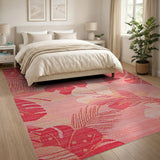 Blush Pink Hibiscus Palm Leaf Area Rug