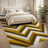 Yellow Vibrant Yellow Zigzag Geometric Area Rug