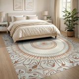 Ornate Beige Mandala Floral Area Rug