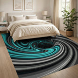 Teal Vortex Swirl Abstract Area Rug