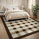 Tan Brown Plaid Checkered Area Rug
