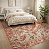 Geometric Orange Terracotta Geometric Southwestern Area Rug
