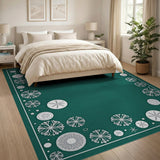 Emerald Green Snowflake Border Area Rug