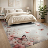 Blush Pink Cherry Blossom Butterfly Rug