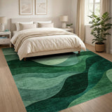 Green Flowing Waves Area Rug
