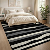 ODIKA Black White Abstract Horizontal Area Rug