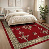 Red Red Traditional Persian Area Rug with Ornate Floral Motifs