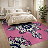 Pink Pink Ornate Mandala Floral Area Rug
