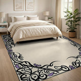 Ornate Purple Floral Border Area Rug