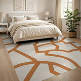 Abstract Geometric Outline Area Rug in Beige Orange