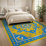Vibrant Yellow Blue Persian Medallion Rug
