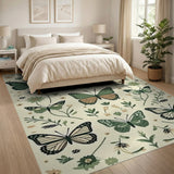 Green Emerald Butterfly Garden Area Rug