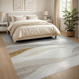 Abstract Area Layered Wave Beige Abstract Area Rug